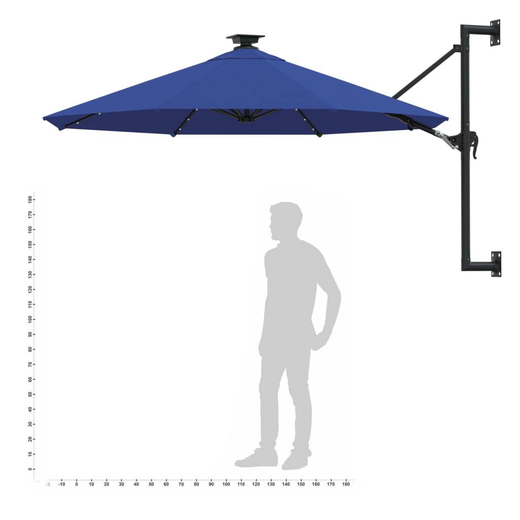 Helloshop26 - Parasol mural avec mât métallique et led 300 cm bleu - Imagen 9