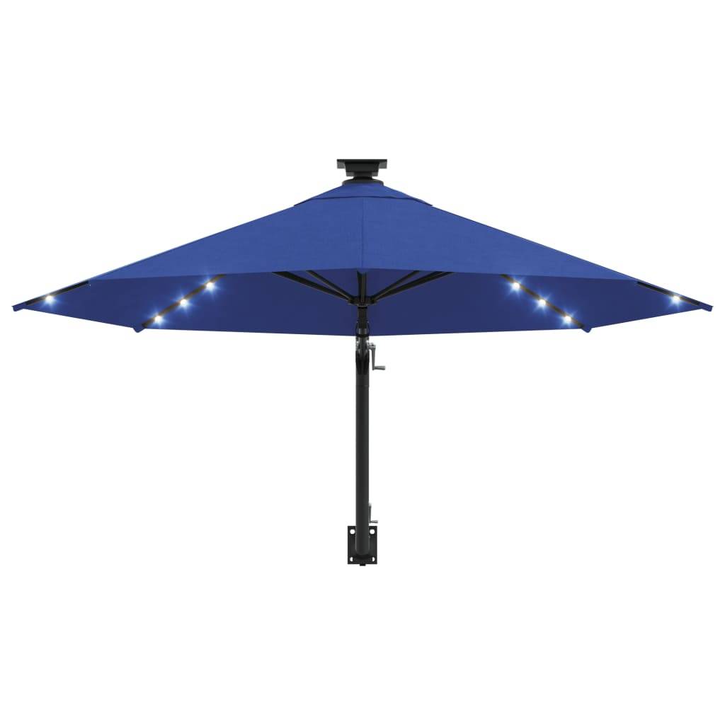 Helloshop26 - Parasol mural avec mât métallique et led 300 cm bleu - Imagen 4