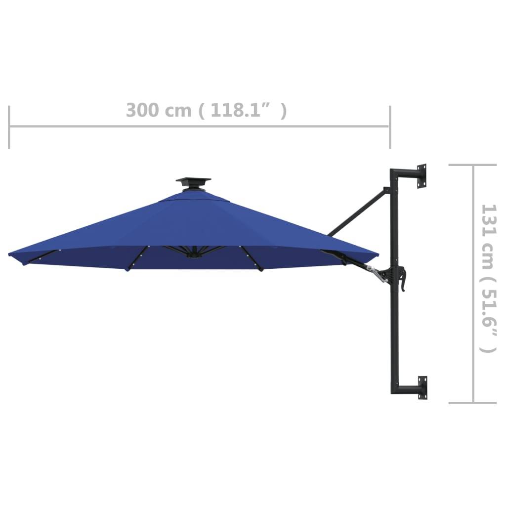 Helloshop26 - Parasol mural avec mât métallique et led 300 cm bleu - Imagen 8