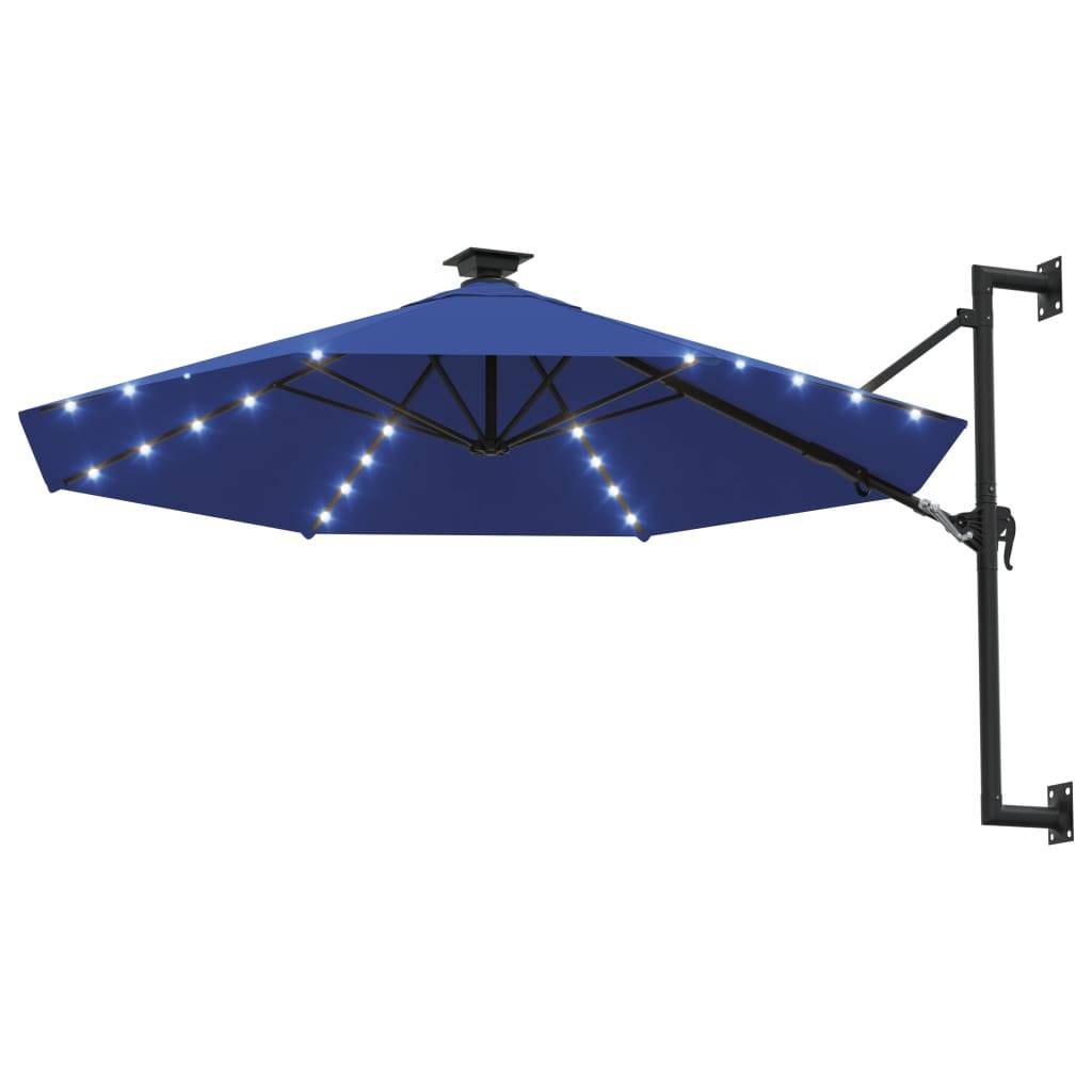 Helloshop26 - Parasol mural avec mât métallique et led 300 cm bleu - Imagen 2