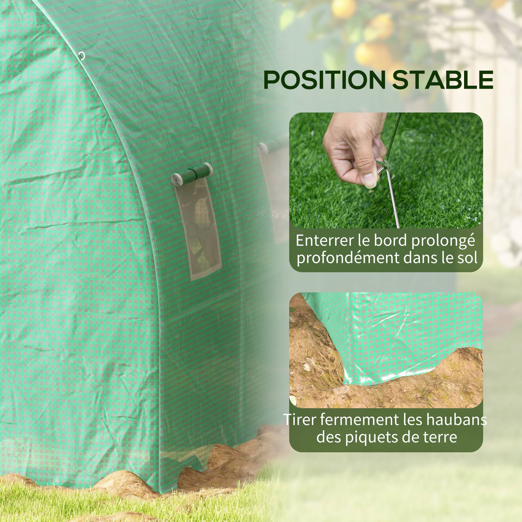 Serre de Jardin Tunnel 6 m² avec système d'arrosage intégré, 3L x 2l m 6 fenêtres Porte enroulable Vert - Image 10