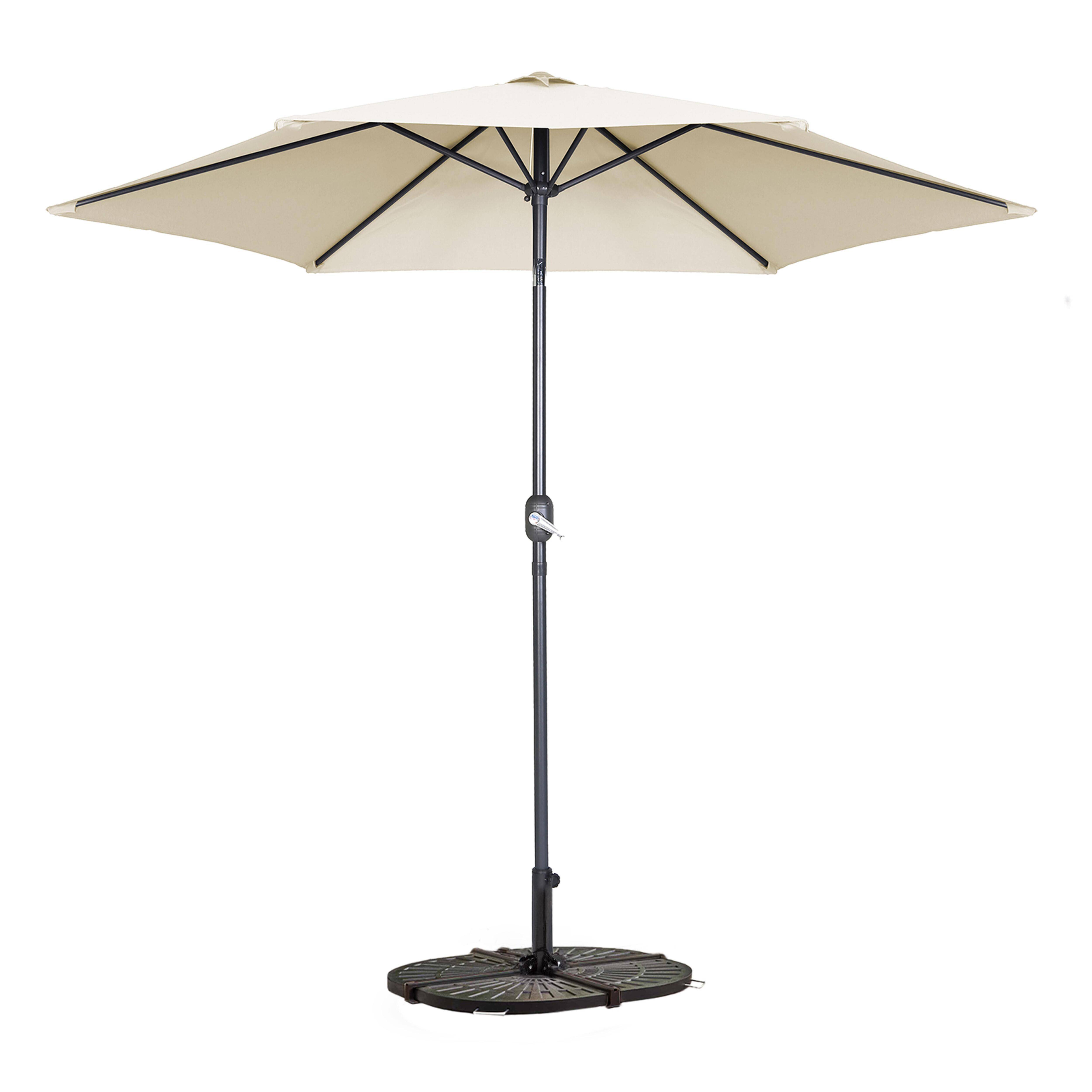 Oviala - Parasol droit inclinable 3m et 4 dalles lestées aluminium blanc Matera - Oviala - Imagen 1