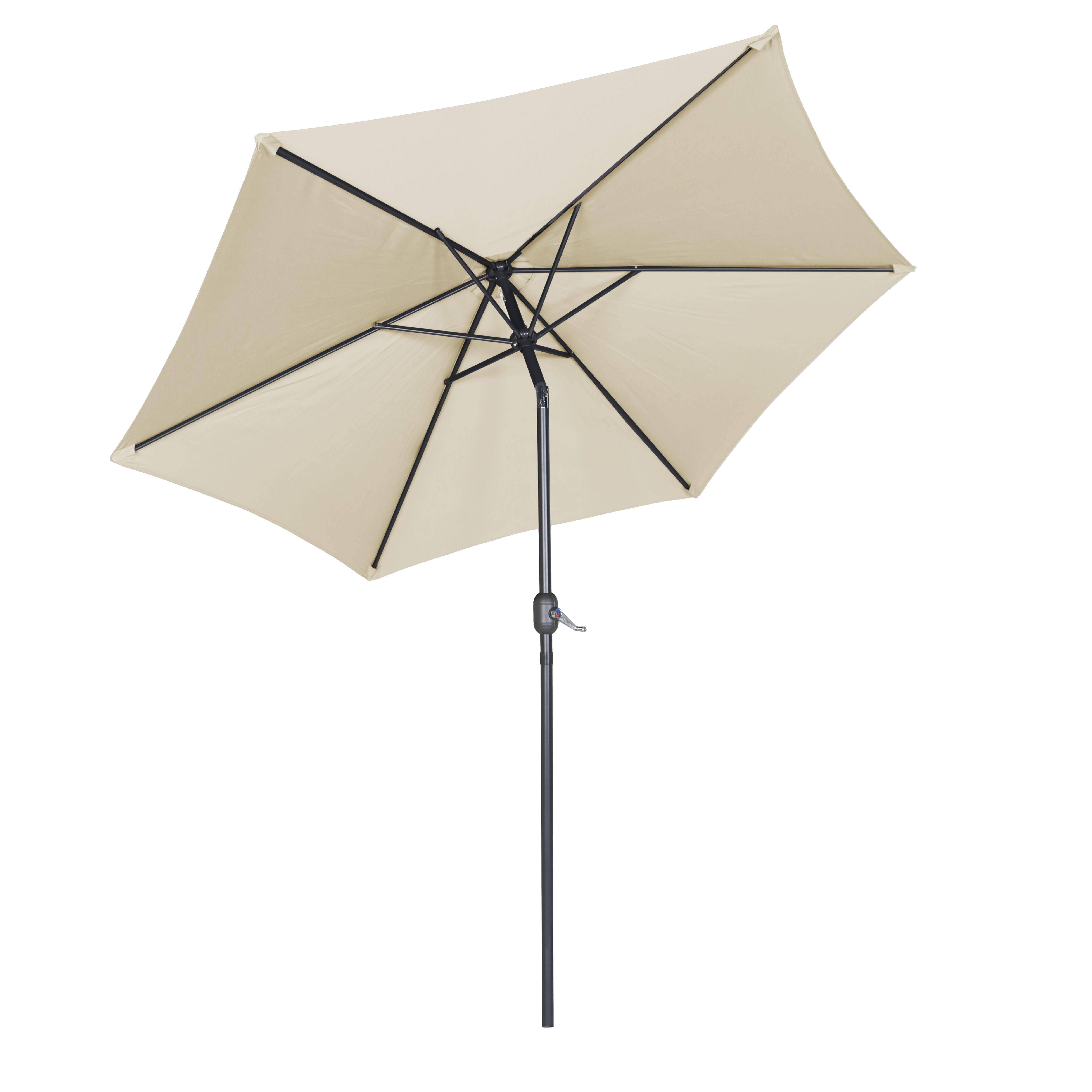 Oviala - Parasol droit inclinable 3m et 4 dalles lestées aluminium blanc Matera - Oviala - Imagen 4