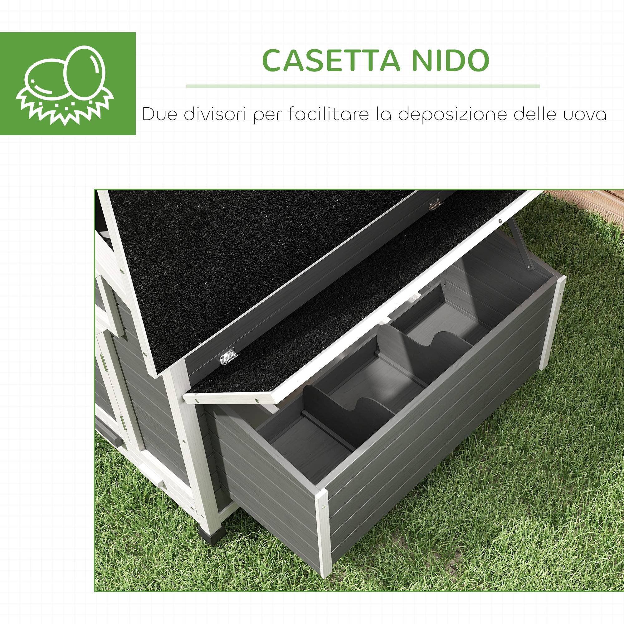 Poulailler bois sapin extérieur grand nichoir toit étanche 150x100x96.5cm gris - ComfortXL Outdoor Living - Image 8