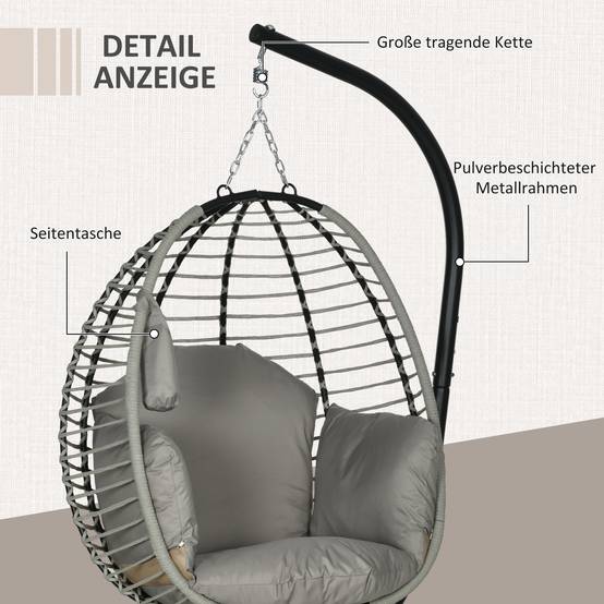 Fauteuil suspendu acier gris 110 x 100 x 188 cm - PANGIVO - Image 9