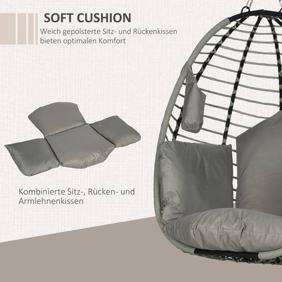 Fauteuil suspendu acier gris 110 x 100 x 188 cm - PANGIVO - Image 8
