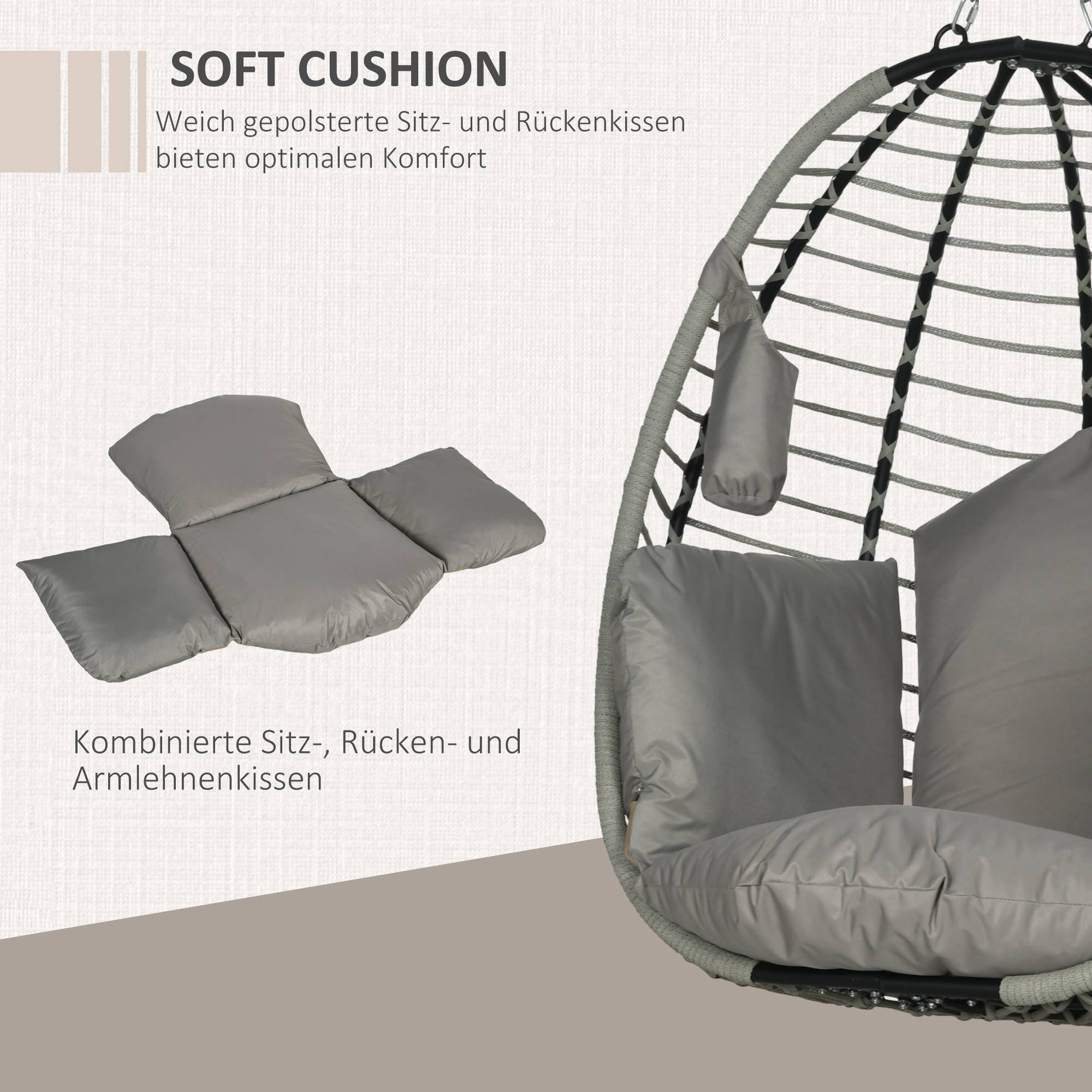 Fauteuil suspendu acier gris 110 x 100 x 188 cm - PANGIVO - Image 8