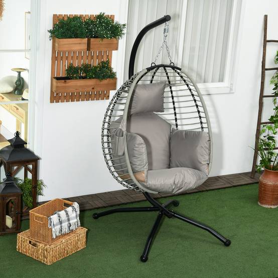 Fauteuil suspendu acier gris 110 x 100 x 188 cm - PANGIVO - Image 3