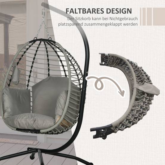 Fauteuil suspendu acier gris 110 x 100 x 188 cm - PANGIVO - Image 7