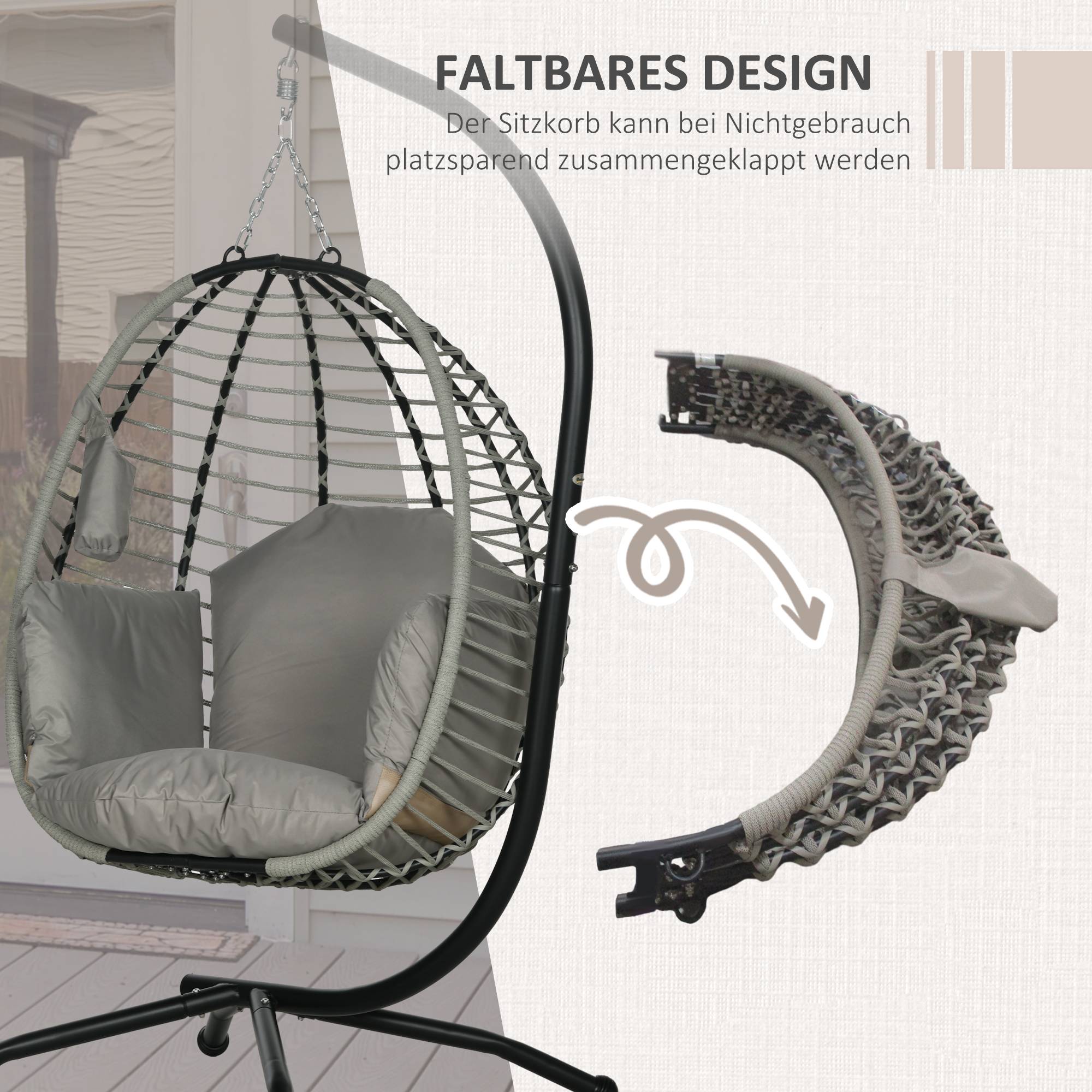 Fauteuil suspendu acier gris 110 x 100 x 188 cm - PANGIVO - Image 7