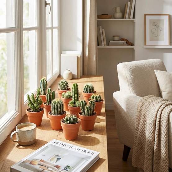Mini Mélange de Cactus - Pot de 8cm - Hauteur: 5-10 cm - pots en terre cuite - 9 plantes - Plantes d'intérieur - Image 2