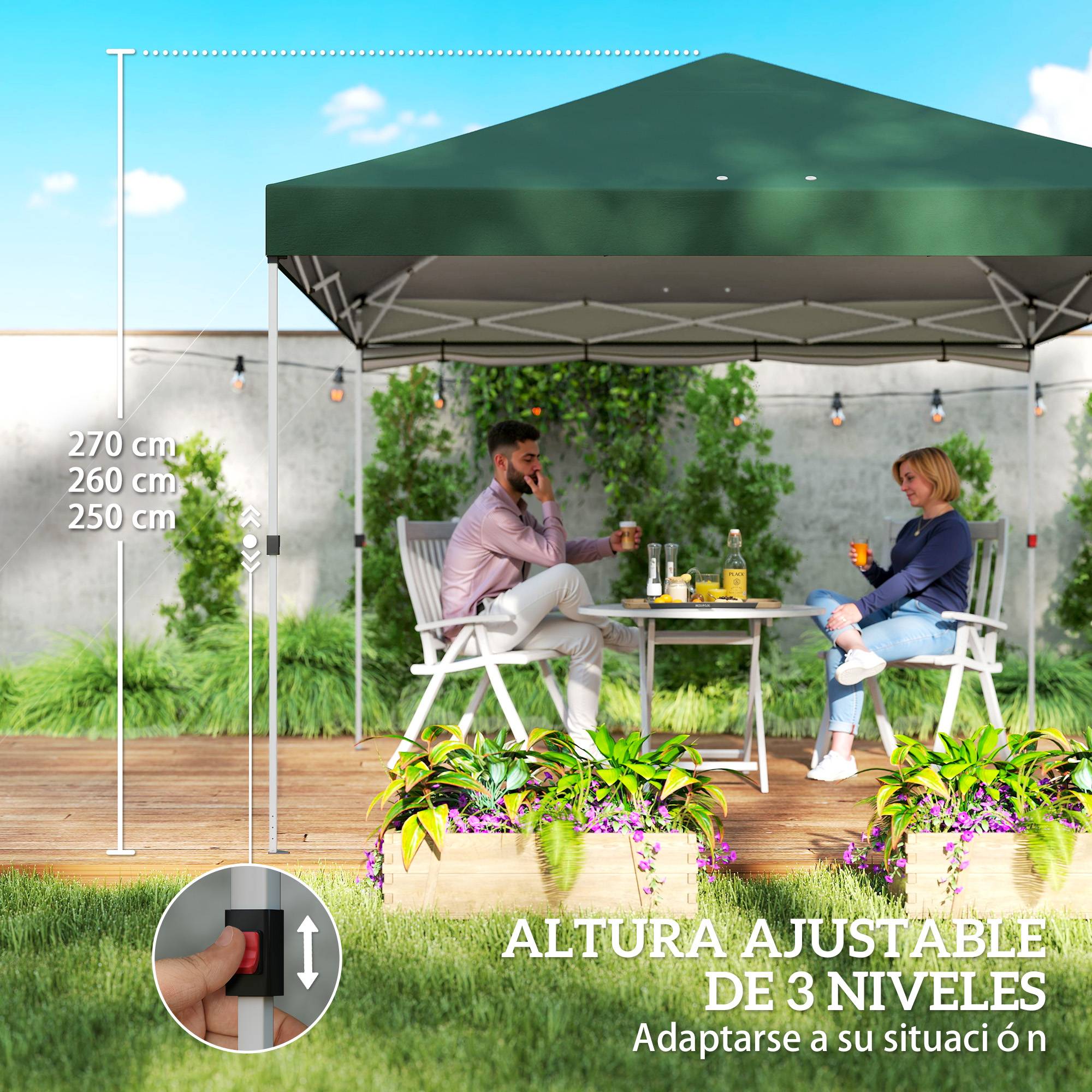 ComfortXL - Tonnelle pliante toile Oxford pour jardin ombrage UPF 50+ réglable 3 x 3 m verte - ComfortXL Outdoor Living - Image 10