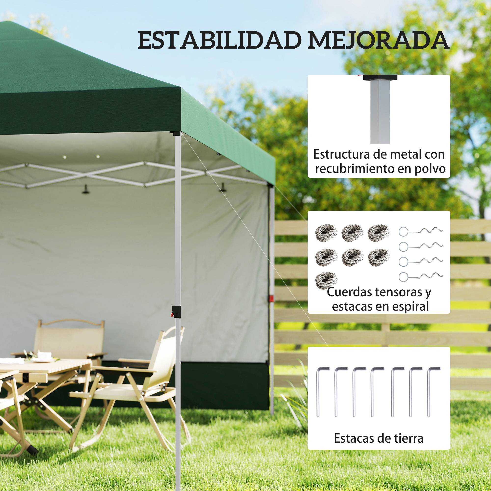 ComfortXL - Tonnelle pliante toile Oxford pour jardin ombrage UPF 50+ réglable 3 x 3 m verte - ComfortXL Outdoor Living - Image 9