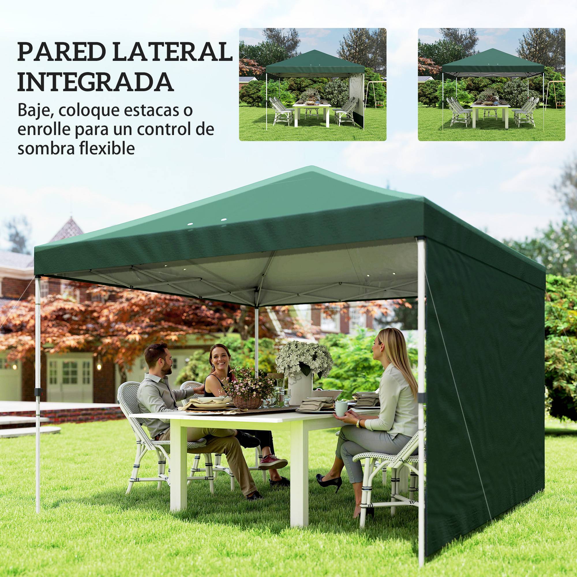ComfortXL - Tonnelle pliante toile Oxford pour jardin ombrage UPF 50+ réglable 3 x 3 m verte - ComfortXL Outdoor Living - Image 8