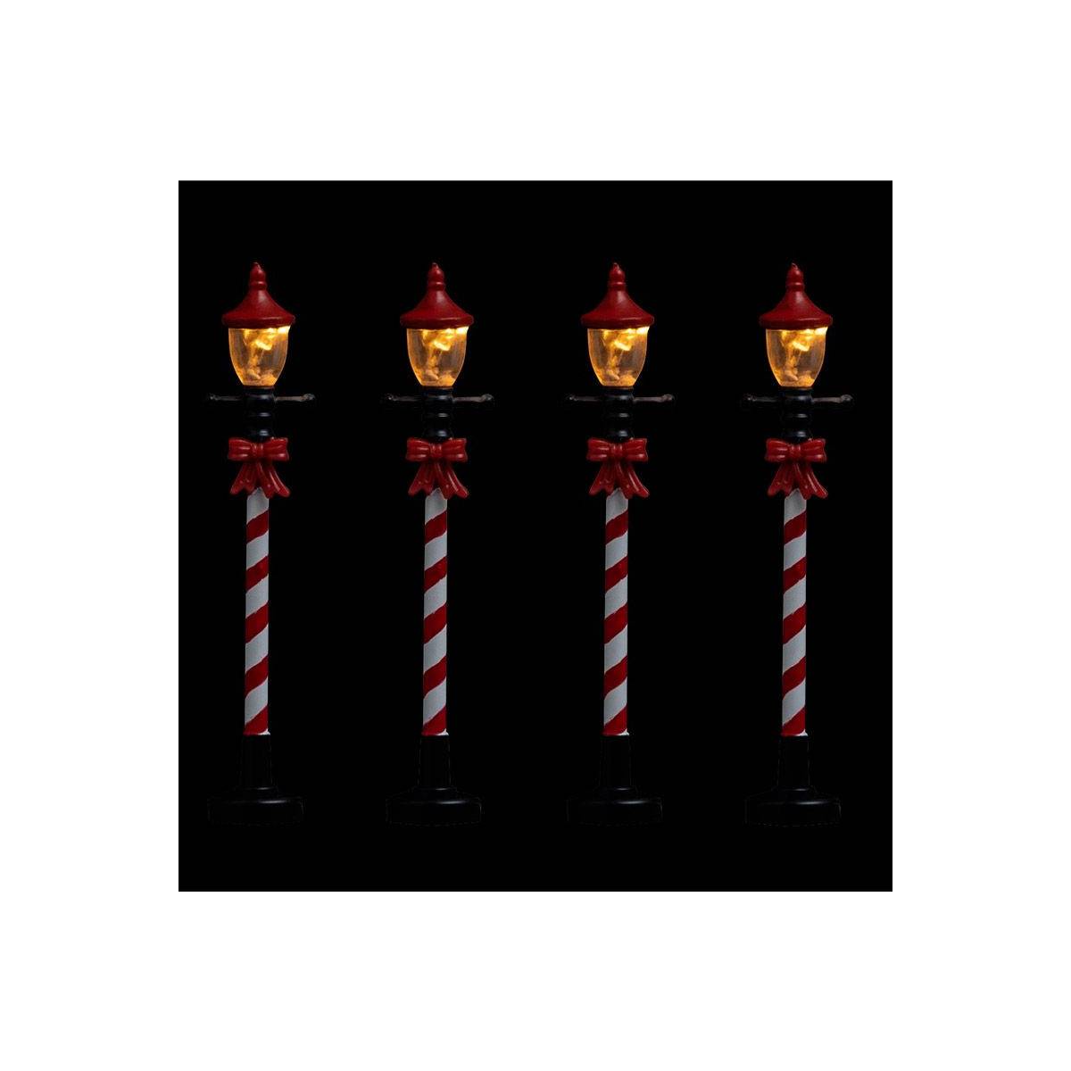 Lot de 4 Lampadaires à Led "Village" 10cm Rouge - Image 2