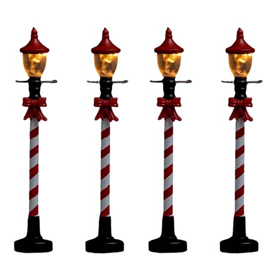 Lot de 4 Lampadaires à Led "Village" 10cm Rouge - Image 1