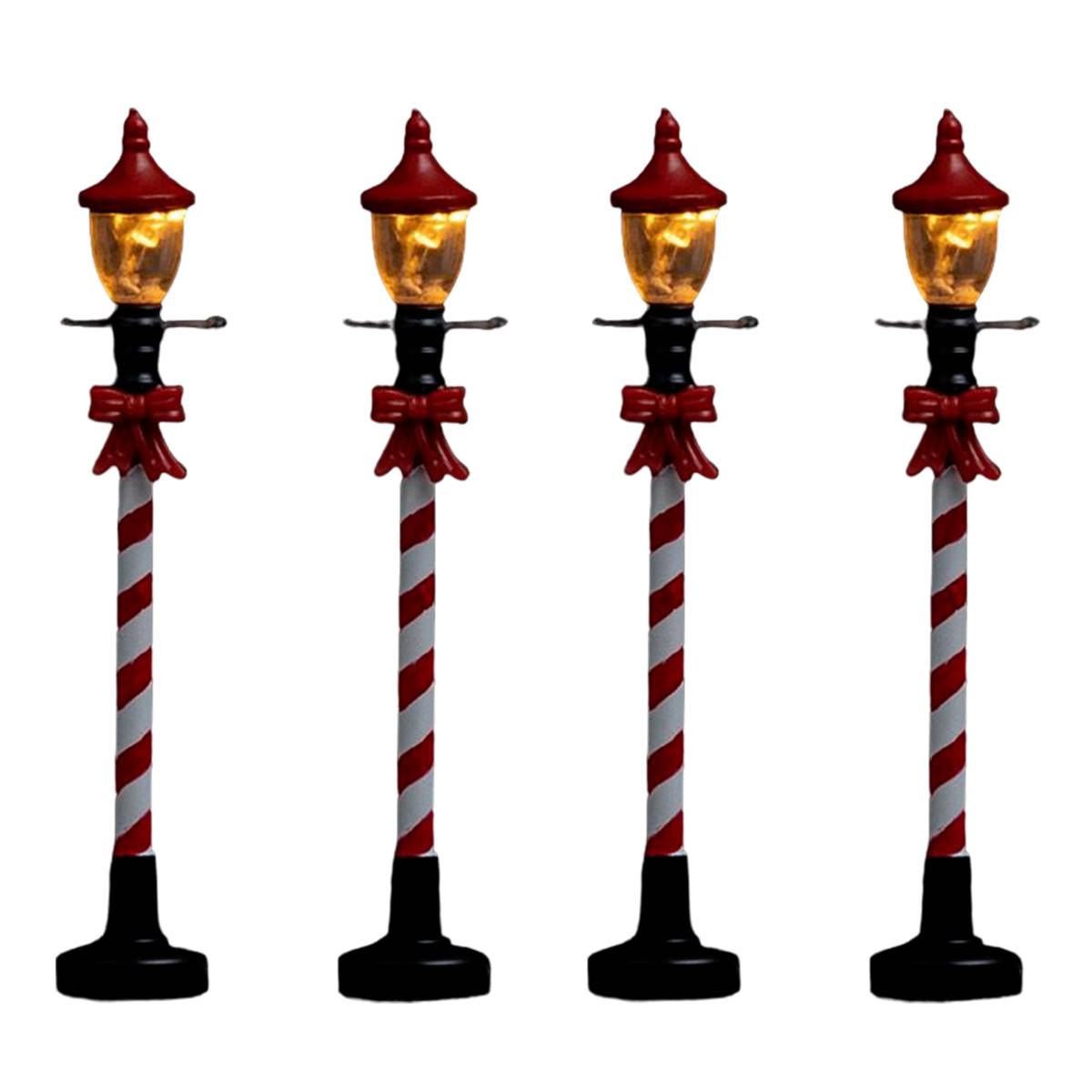 Lot de 4 Lampadaires à Led "Village" 10cm Rouge - Image 1