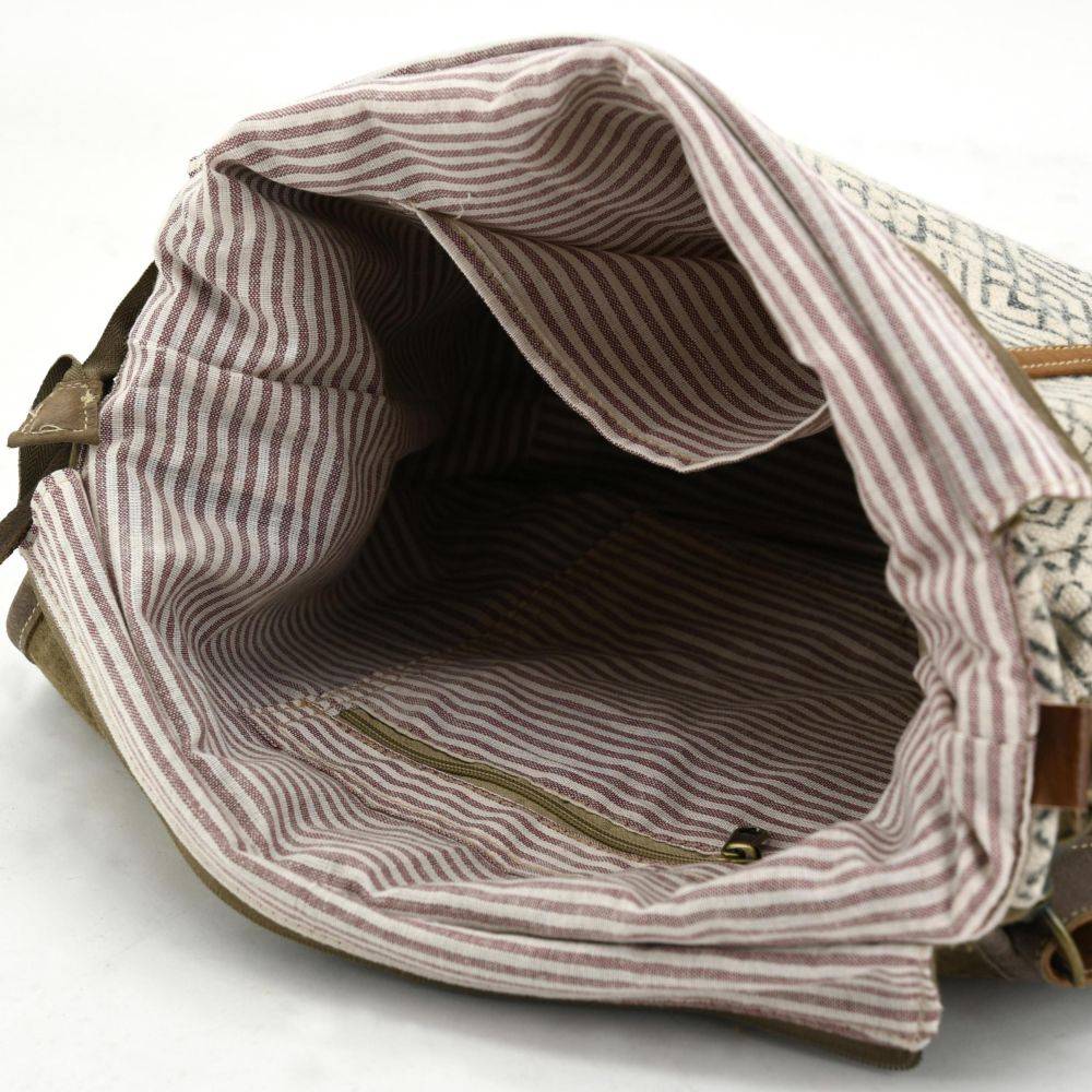 Aubry Gaspard - Sac à bandoulière en coton et peau de vache - Imagen 4