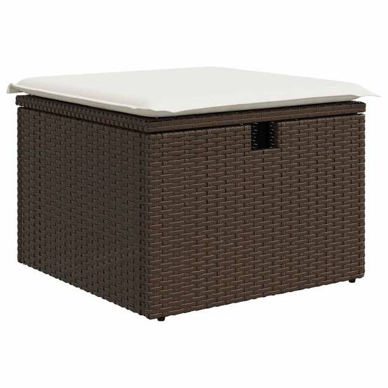 Canapé de jardin 6 places modulable avec rangement intégré et pouf en résine tressée Marron – ComfortXL Outdoor Living - Image 6