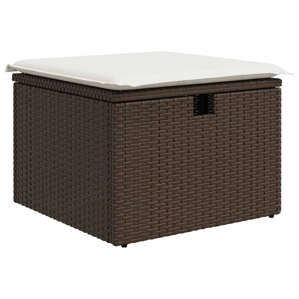 Canapé de jardin 6 places modulable avec rangement intégré et pouf en résine tressée Marron – ComfortXL Outdoor Living - Image 6