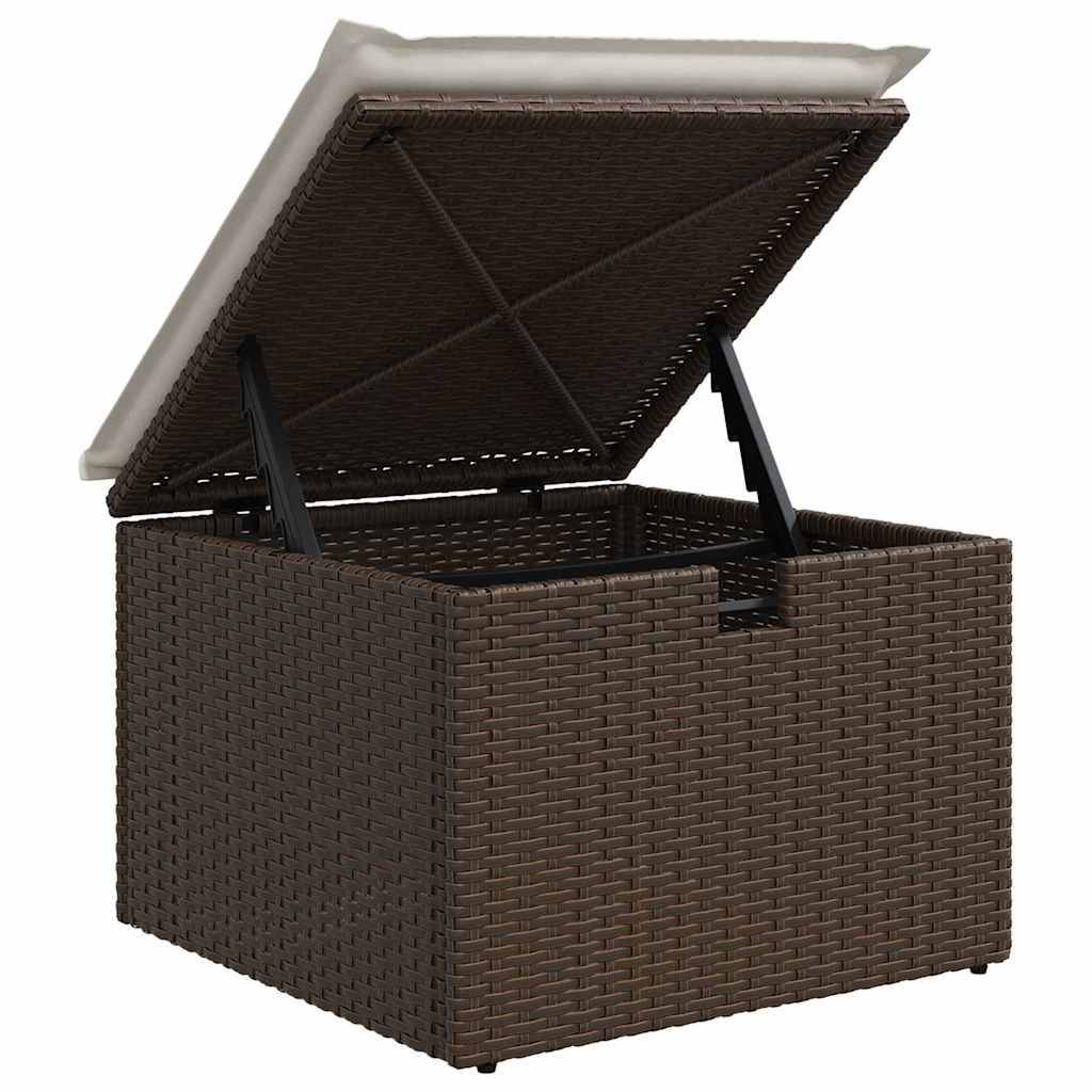 Canapé de jardin 6 places modulable avec rangement intégré et pouf en résine tressée Marron – ComfortXL Outdoor Living - Image 4