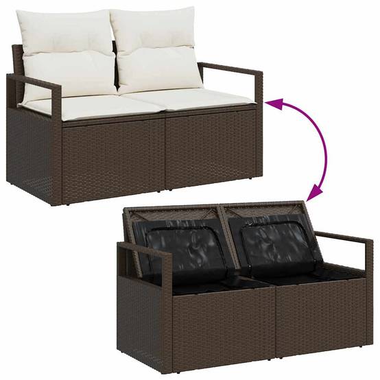 Canapé de jardin 6 places modulable avec rangement intégré et pouf en résine tressée Marron – ComfortXL Outdoor Living - Image 8