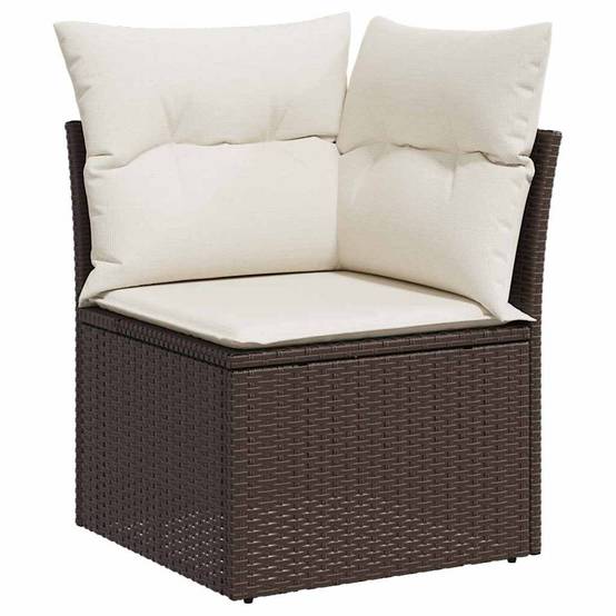 Canapé de jardin 6 places modulable avec rangement intégré et pouf en résine tressée Marron – ComfortXL Outdoor Living - Image 7