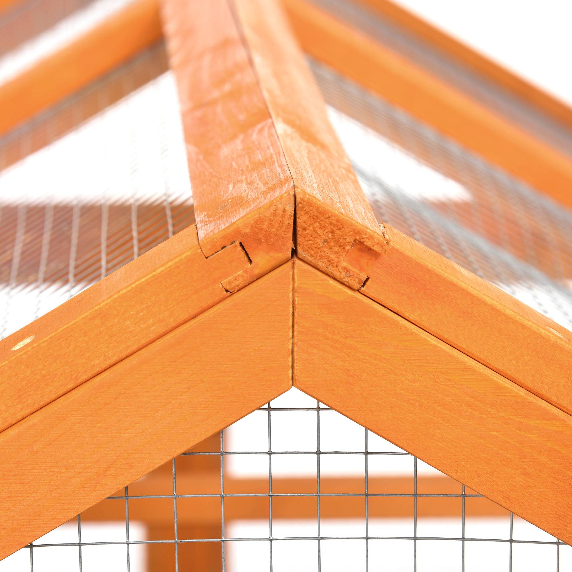 Enclos poulailler en bois cage à poules parc grillagé 140 x 88,5 x 106 cm orange - Image 10