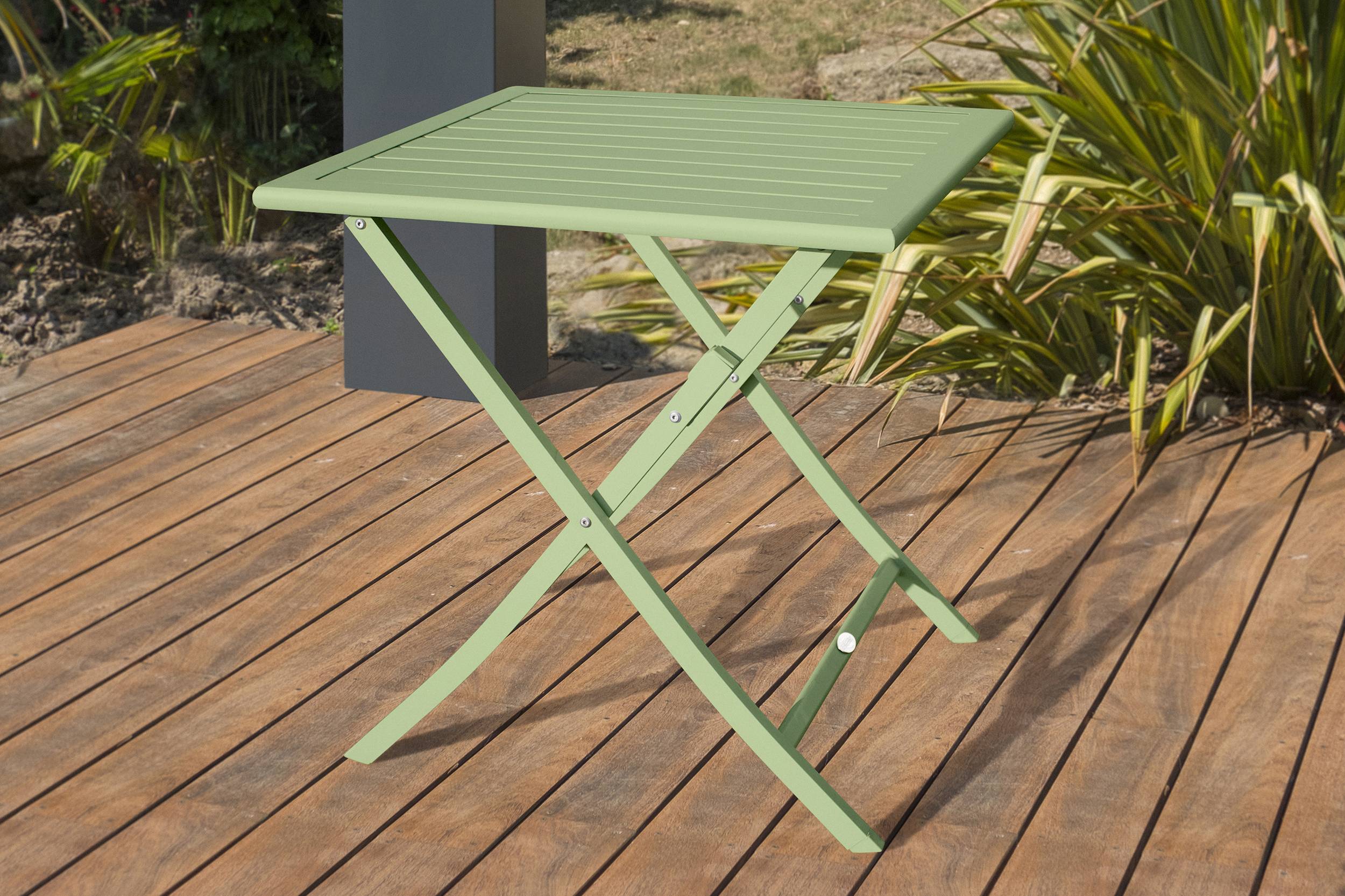 Table de jardin carrée pliante en aluminium - Vert lagune - MARIUS - Image 1