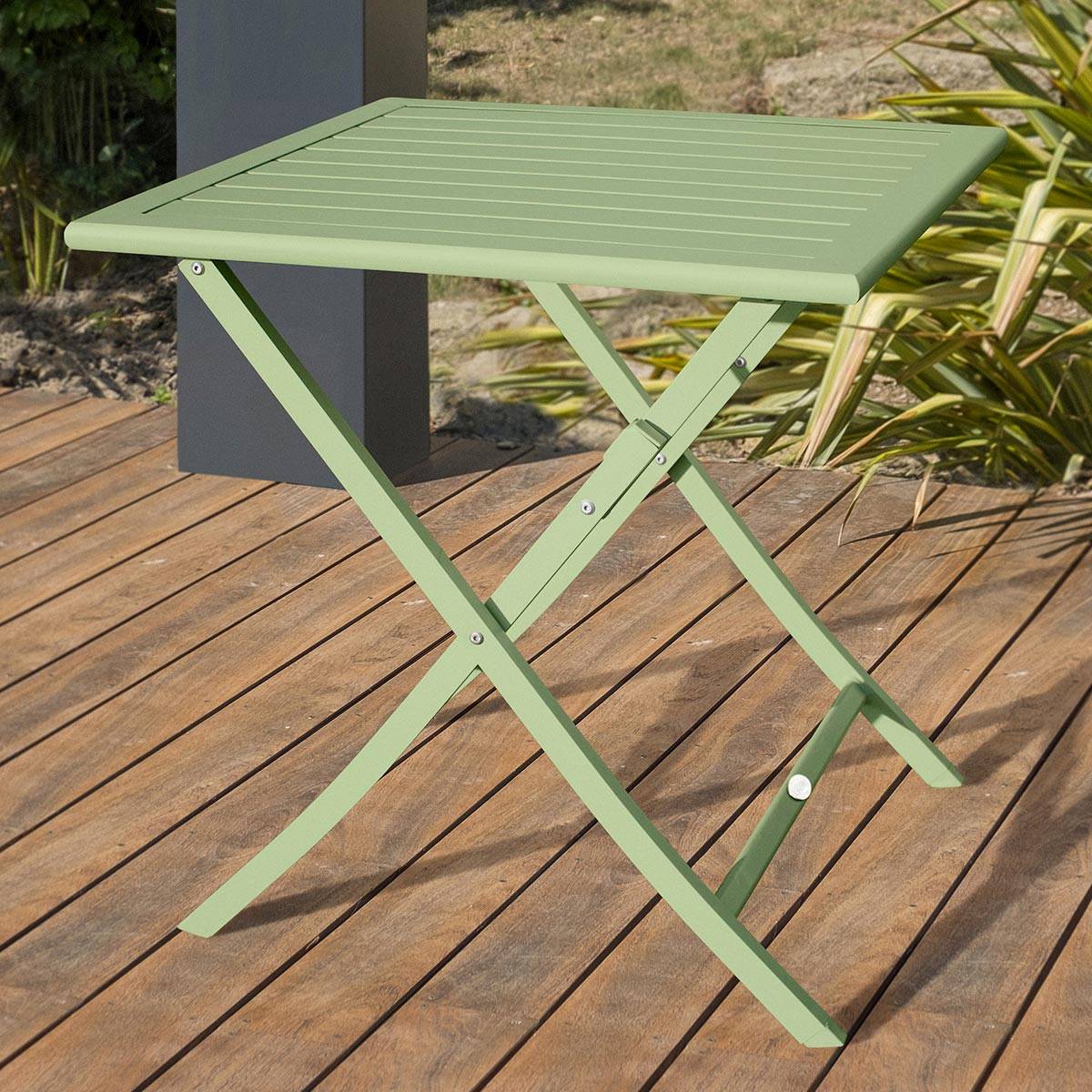 Table de jardin carrée pliante en aluminium - Vert lagune - MARIUS - Image 5