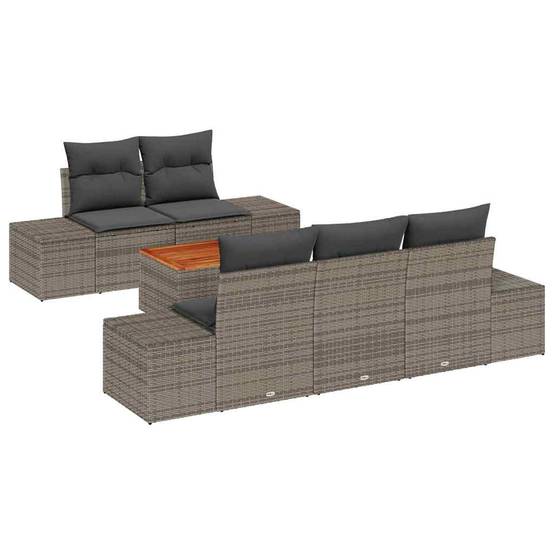 Salon de jardin 5 places 6 pcs en résine tressée moderne pour terrasse Gris – ComfortXL Outdoor Living - Image 2