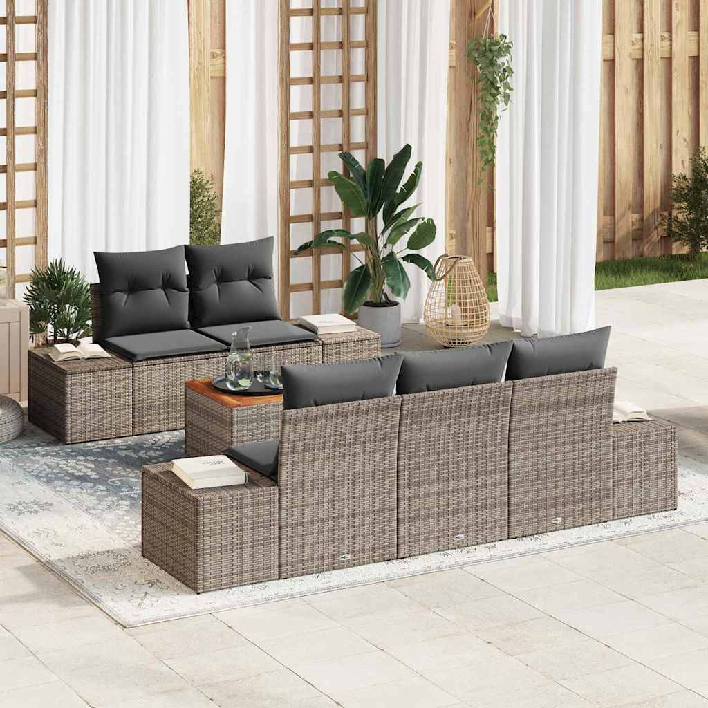 Salon de jardin 5 places 6 pcs en résine tressée moderne pour terrasse Gris – ComfortXL Outdoor Living - Image 1