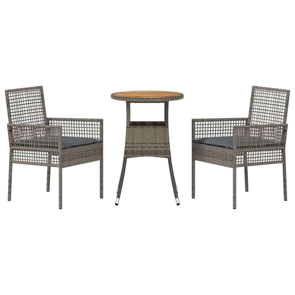 Ensemble Table et Chaises de Jardin 3 Pièces en Résine Tressée Gris – ComfortXL Outdoor Living - Image 7