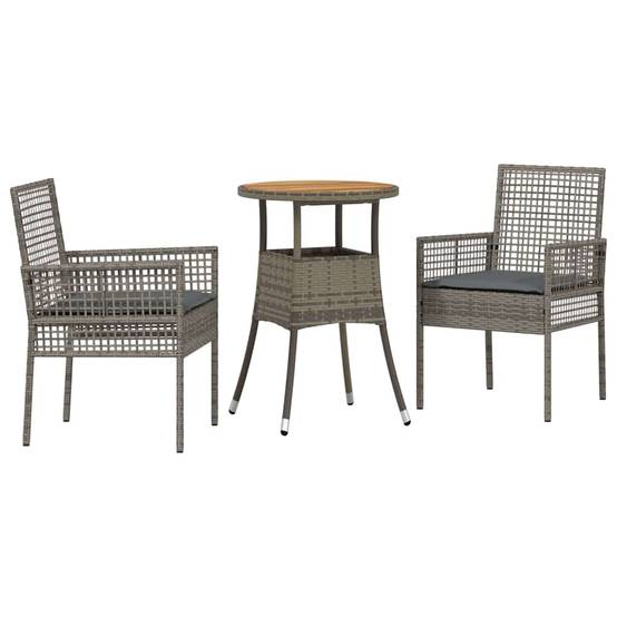 Ensemble Table et Chaises de Jardin 3 Pièces en Résine Tressée Gris – ComfortXL Outdoor Living - Image 2