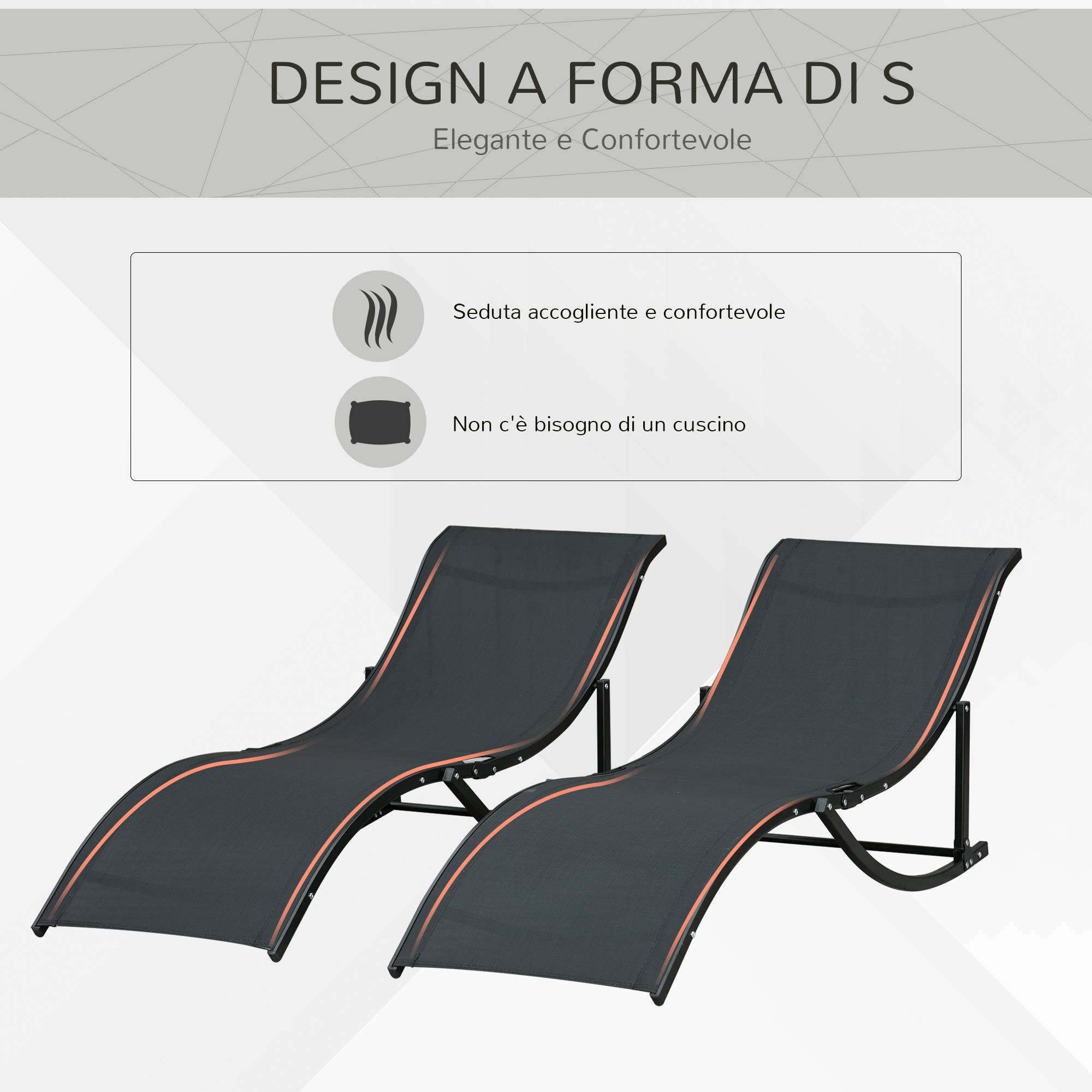 Lot de 2 transats jardin pliables, lit bronzage aluminium et textilène, 61x165x63cm - Image 6