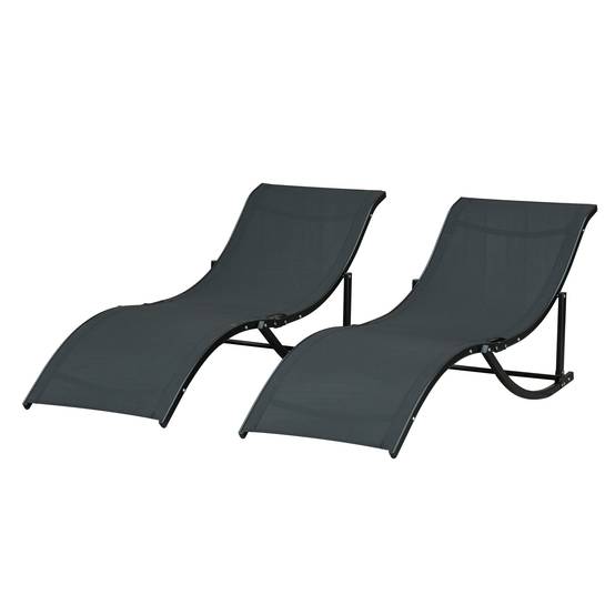 Lot de 2 transats jardin pliables, lit bronzage aluminium et textilène, 61x165x63cm - Image 2