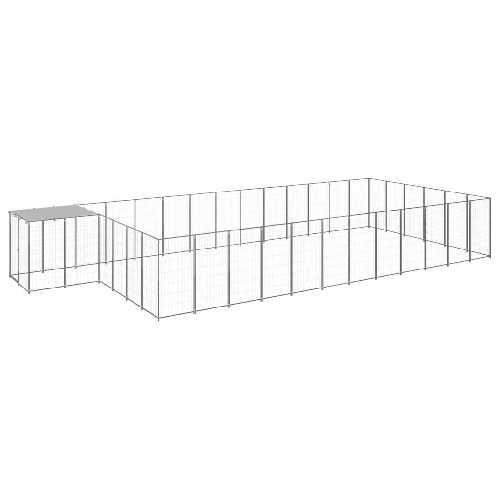 Helloshop26 - Chenil extérieur cage enclos parc animaux chien argenté 22,99 m² acier - Imagen 1