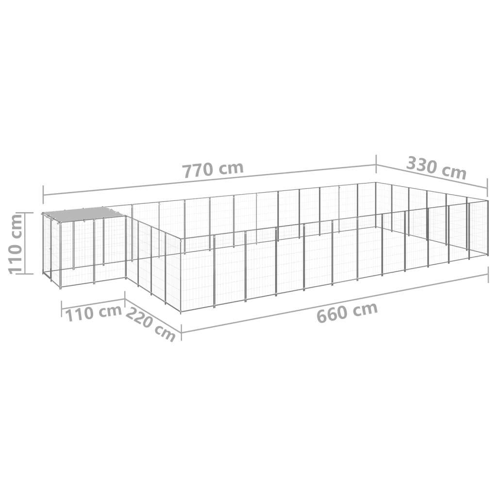 Helloshop26 - Chenil extérieur cage enclos parc animaux chien argenté 22,99 m² acier - Imagen 2