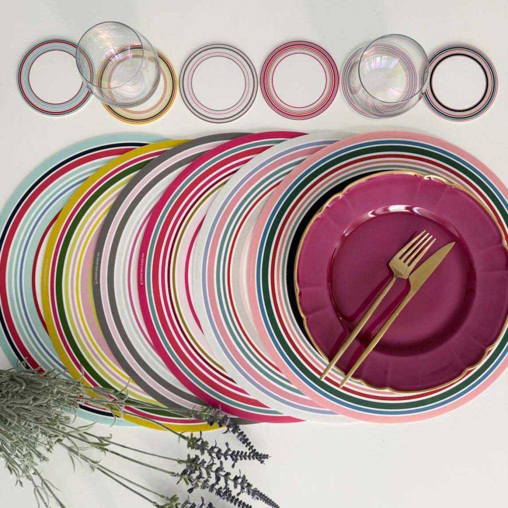 Ensemble sets de table en vinyle 38 cm et dessous de verre Alba Lot de 6 sets de table et de 6 dessous de verre motifs assortis - Imagen 2