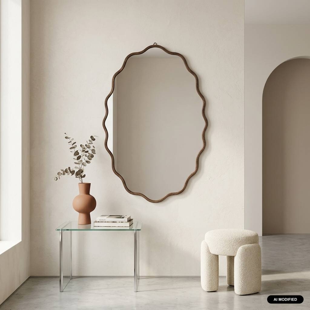 sweeek - Miroir organique décor bois 90cm noir - Bruno | sweeek - Image 1