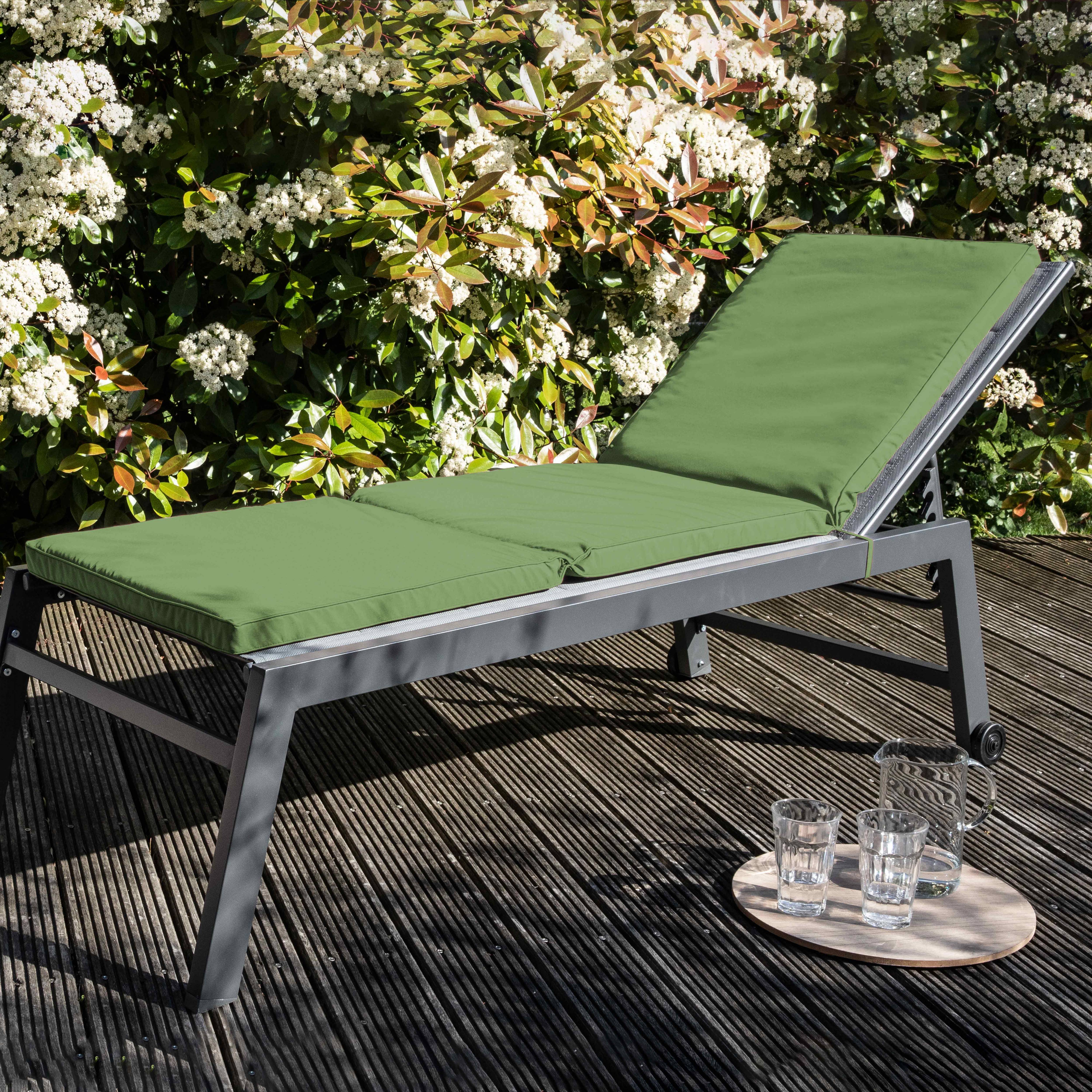 Oviala - Lot 2 coussins bain de soleil polyester vert 186 x 53 x 5 cm Picchu - Oviala - Imagen 5
