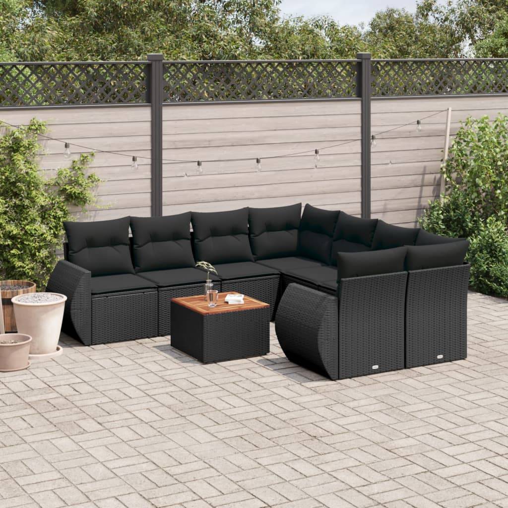 Salon de jardin 8 personnes résine tressée modulable avec coffre de rangement Noir – ComfortXL Outdoor Living
