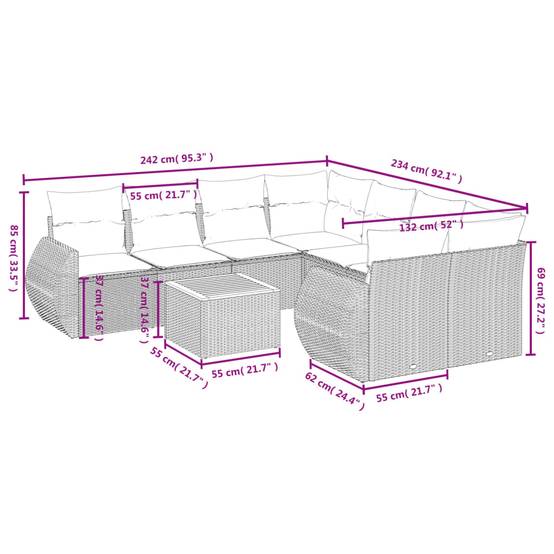 Salon de jardin 8 personnes résine tressée modulable avec coffre de rangement Noir – ComfortXL Outdoor Living - Image 3