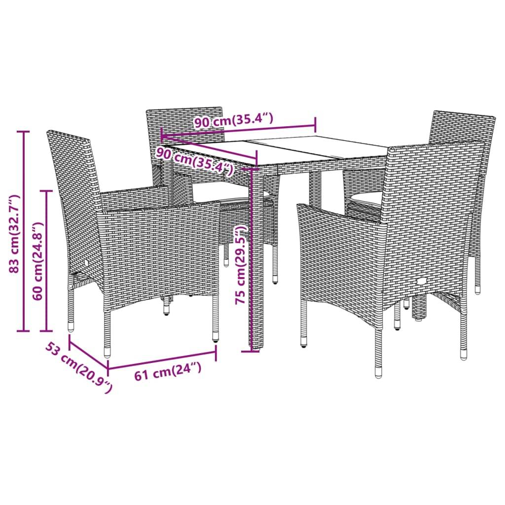 ComfortXL - Petit Salon de Jardin 5 Pièces Résine Tressée Beige Coussins Gris Table Carrée Verre Trempé – ComfortXL Outdoor Living - Image 7