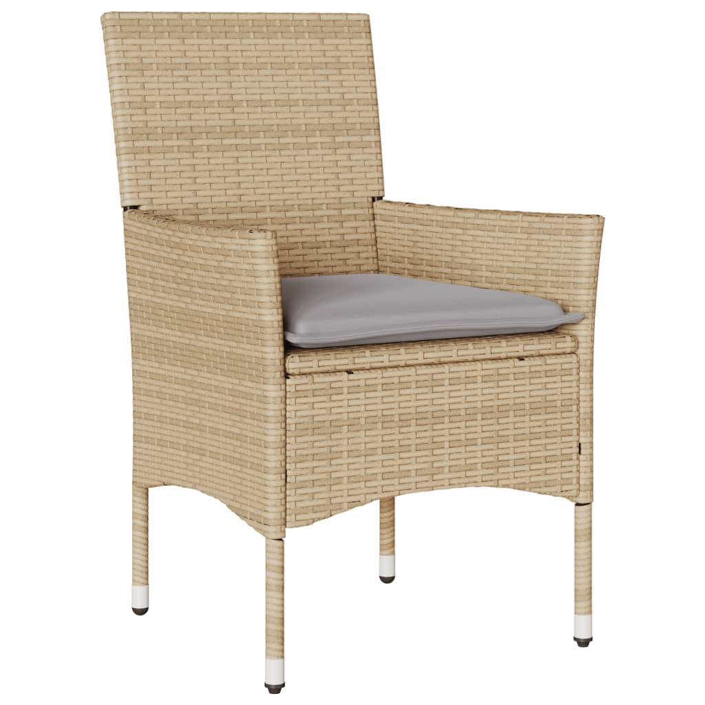 ComfortXL - Petit Salon de Jardin 5 Pièces Résine Tressée Beige Coussins Gris Table Carrée Verre Trempé – ComfortXL Outdoor Living - Image 3