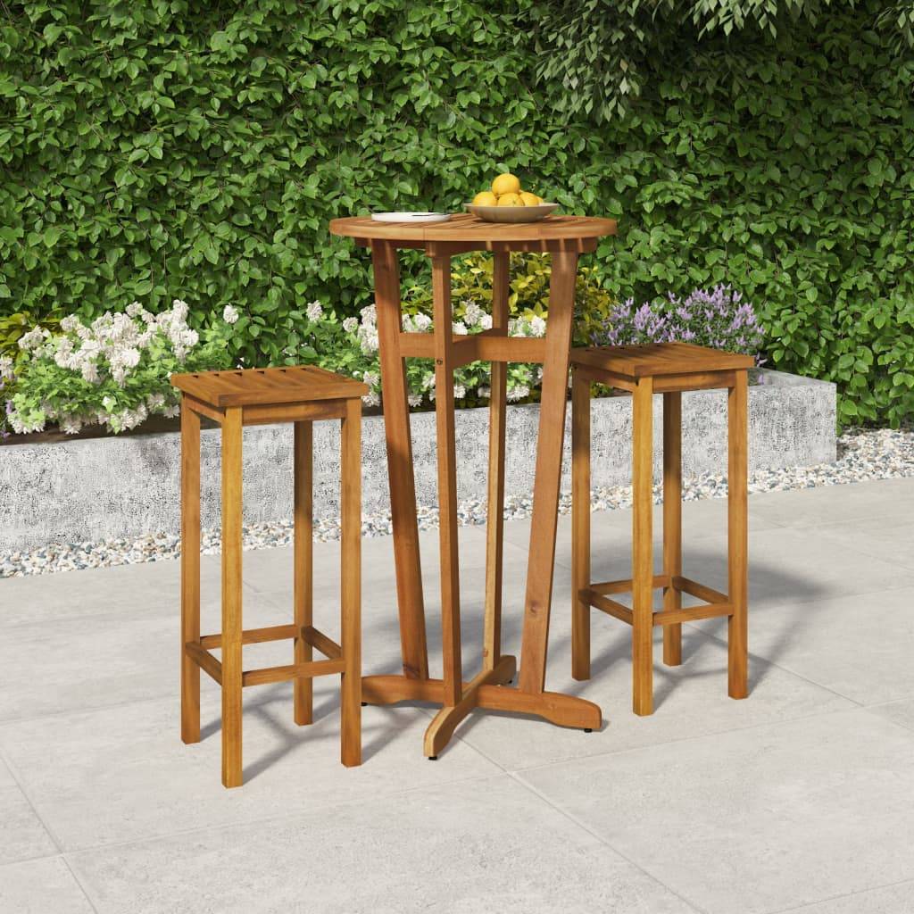 Maison Chic - Ensemble de 3 pcs bar de jardin - Mobilier d'extérieur - Mobilier de jardin bois d'acacia solide-JU2216 - Image 2