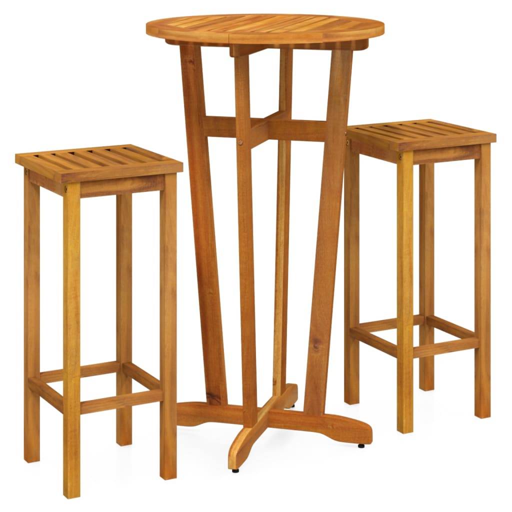 Maison Chic - Ensemble de 3 pcs bar de jardin - Mobilier d'extérieur - Mobilier de jardin bois d'acacia solide-JU2216 - Image 3