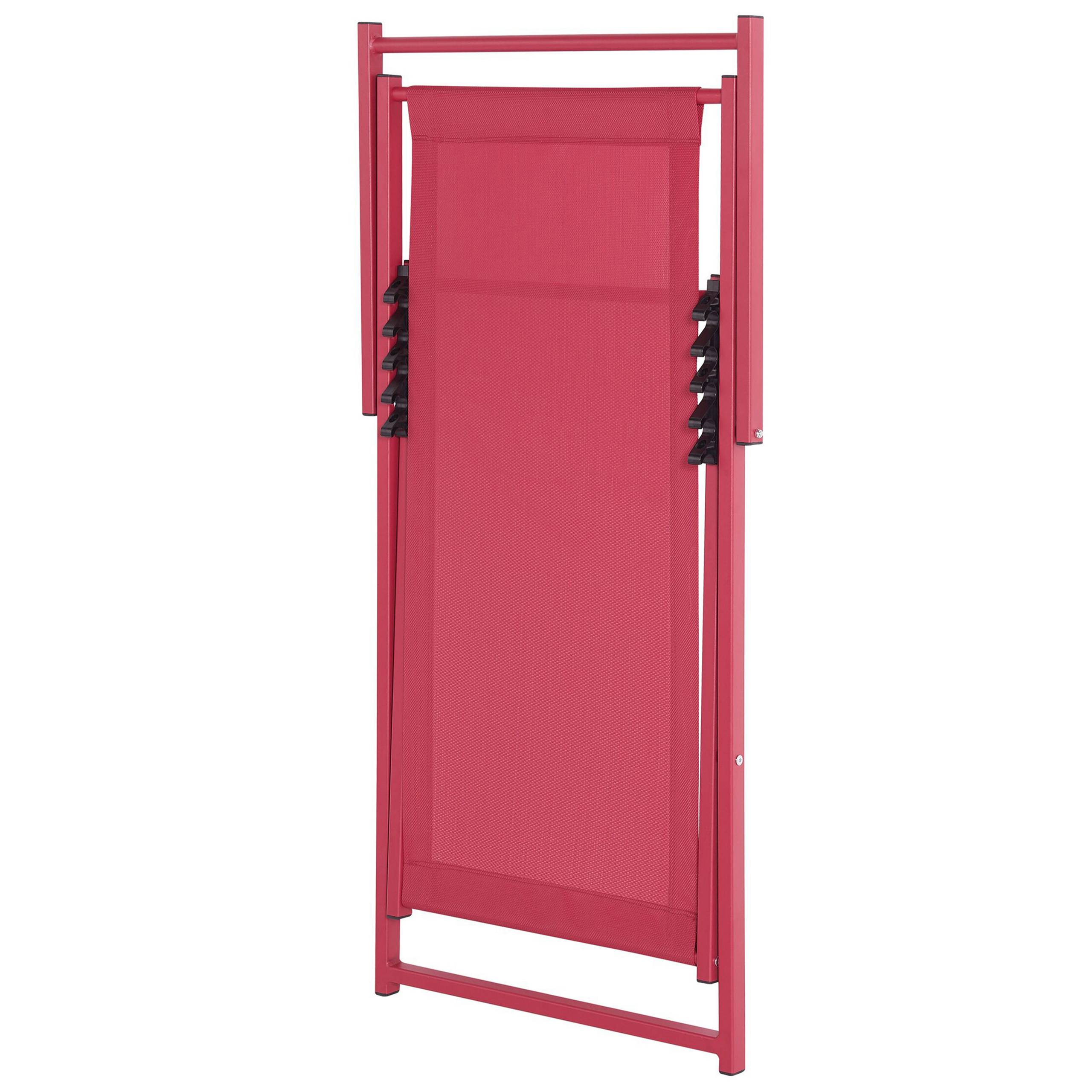 Beliani - Transat de Plage Jardin ou Terrasse Pliable en Aluminium Rouge Résistant et Durable Design Léger Intemporel et Moderne Locri Beliani - Imagen 5
