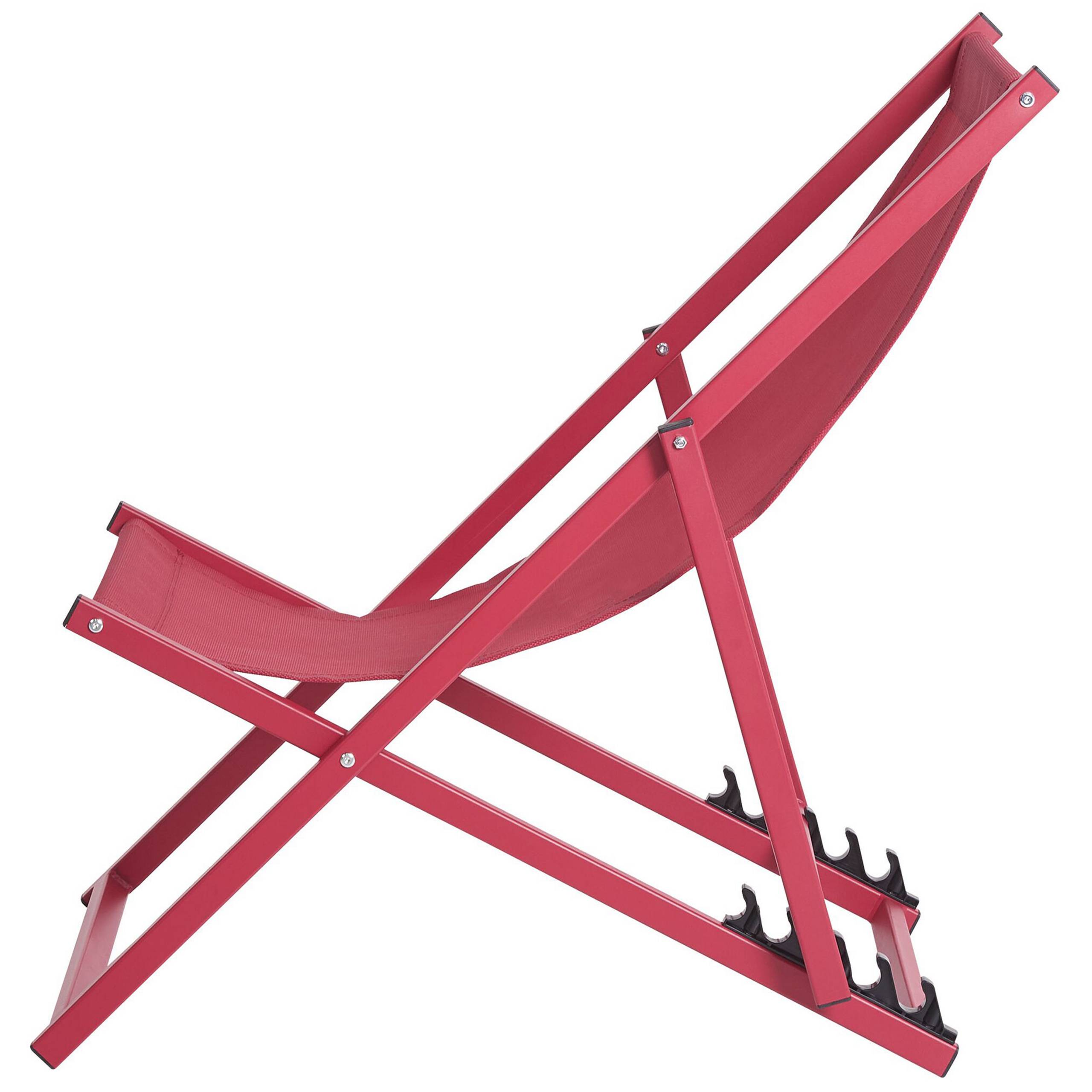 Beliani - Transat de Plage Jardin ou Terrasse Pliable en Aluminium Rouge Résistant et Durable Design Léger Intemporel et Moderne Locri Beliani - Imagen 4