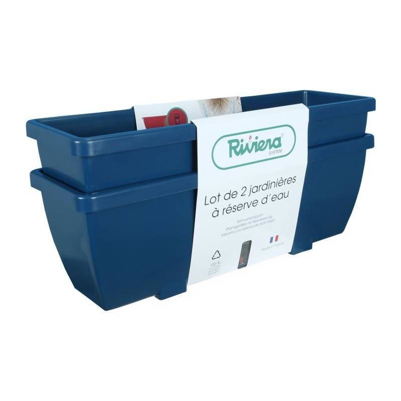 Riss - Bac A Fleurs Riviera Eva - Lot 2 Jardinieres - Plastique - 57 Cm - Bleu - Imagen 1